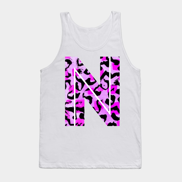 Letter N Watercolour Leopard Print Alphabet Tank Top by Squeeb Creative